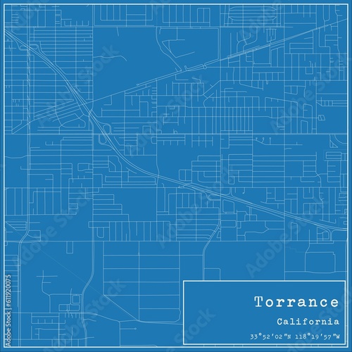 Wallpaper Mural Blueprint US city map of Torrance, California. Torontodigital.ca