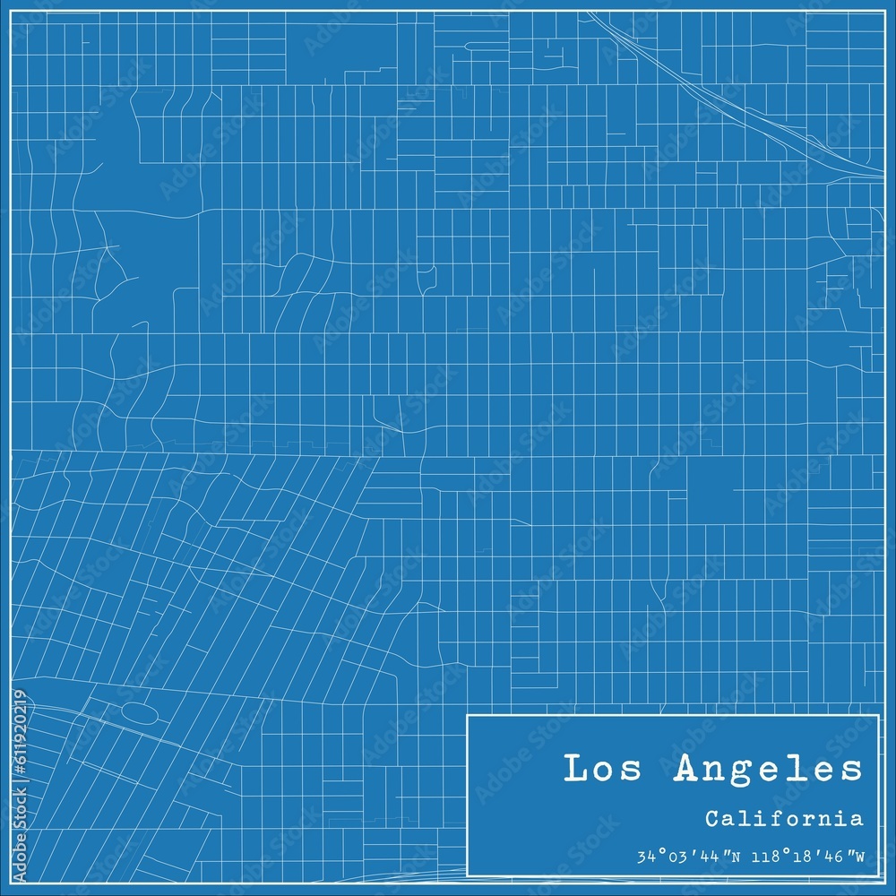 Blueprint US city map of Los Angeles, California. Blueprint US city map of Los Angeles, California.