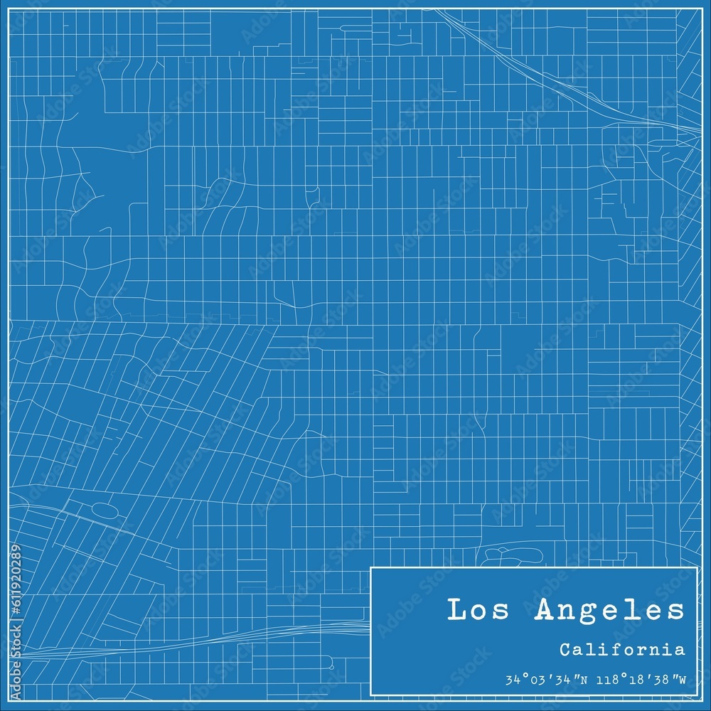 Blueprint US city map of Los Angeles, California. Blueprint US city map of Los Angeles, California.