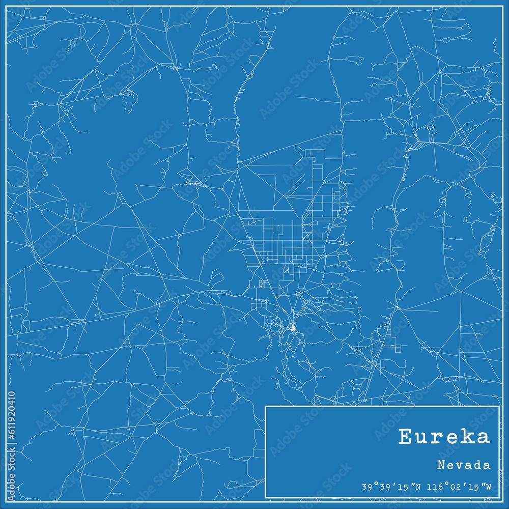 Fototapeta premium Blueprint US city map of Eureka, Nevada.