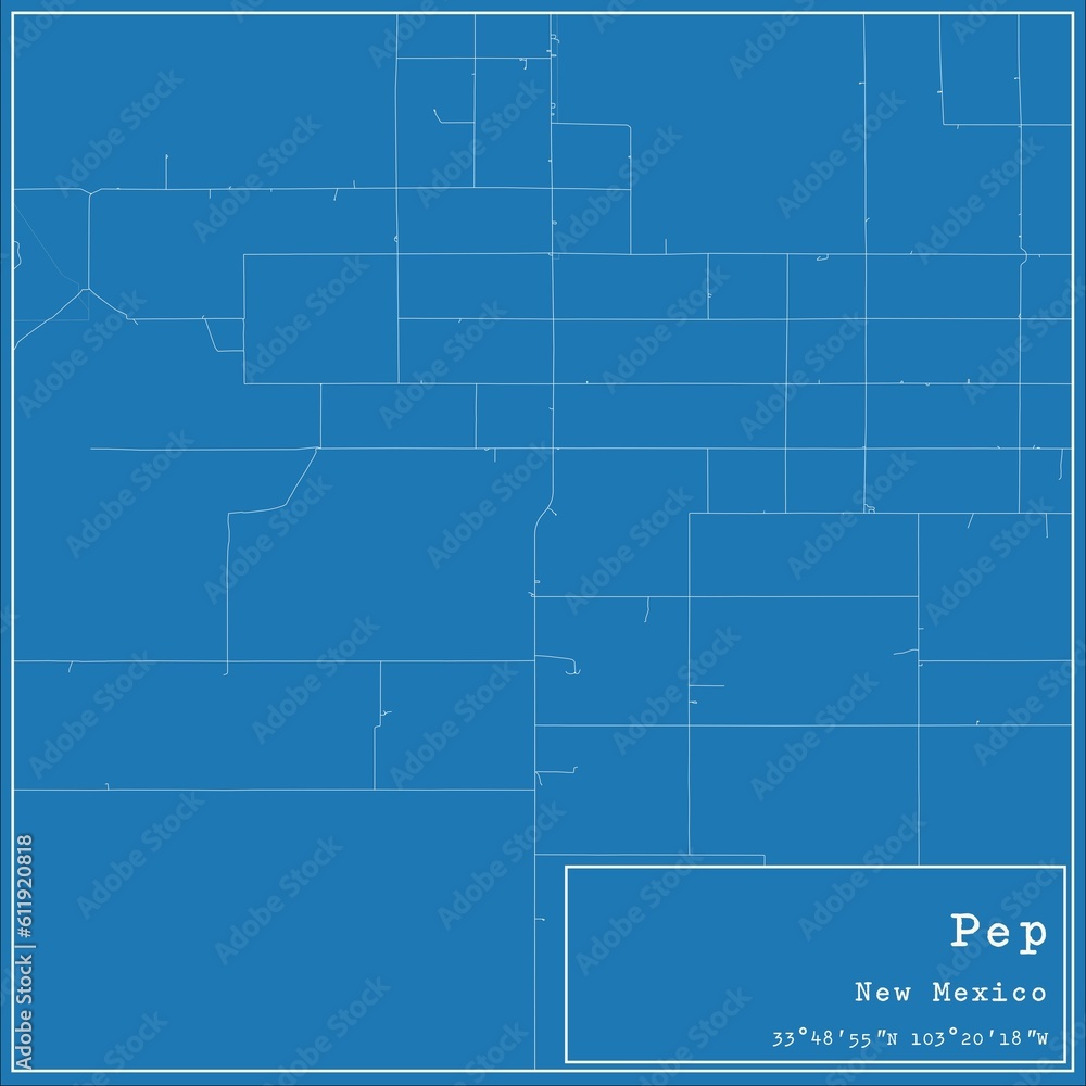 Blueprint US city map of Pep, New Mexico.