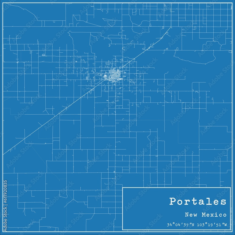 Blueprint US city map of Portales, New Mexico. Blueprint US city map of Portales, New Mexico.
