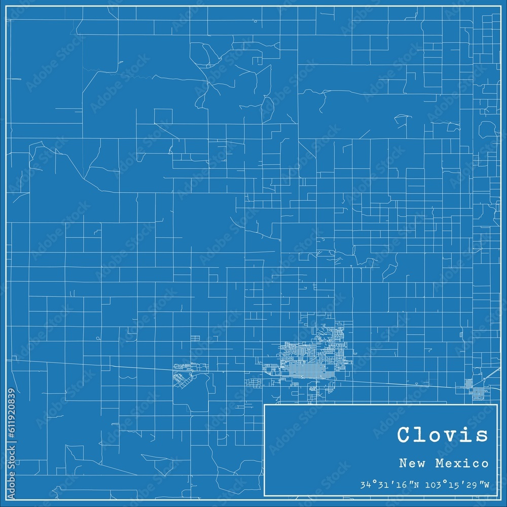 Blueprint US city map of Clovis, New Mexico. Stock Illustration Adobe Stock