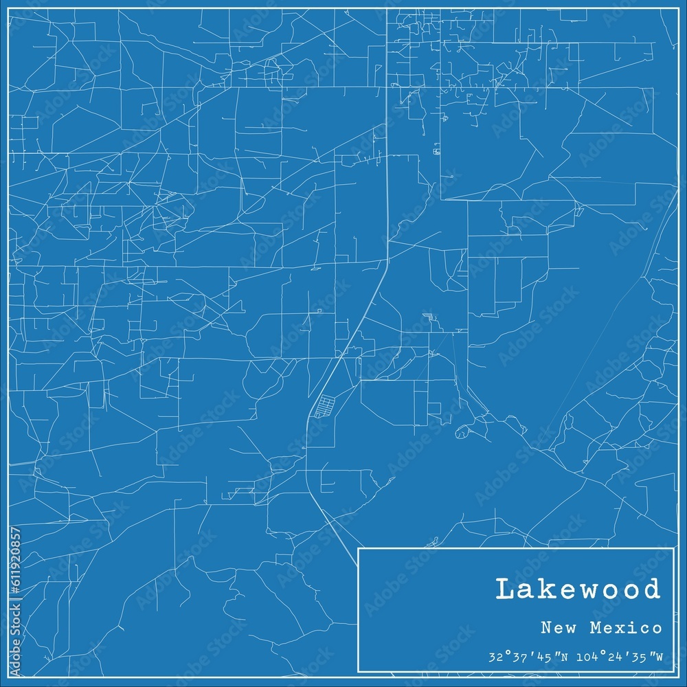 Blueprint US city map of Lakewood, New Mexico.