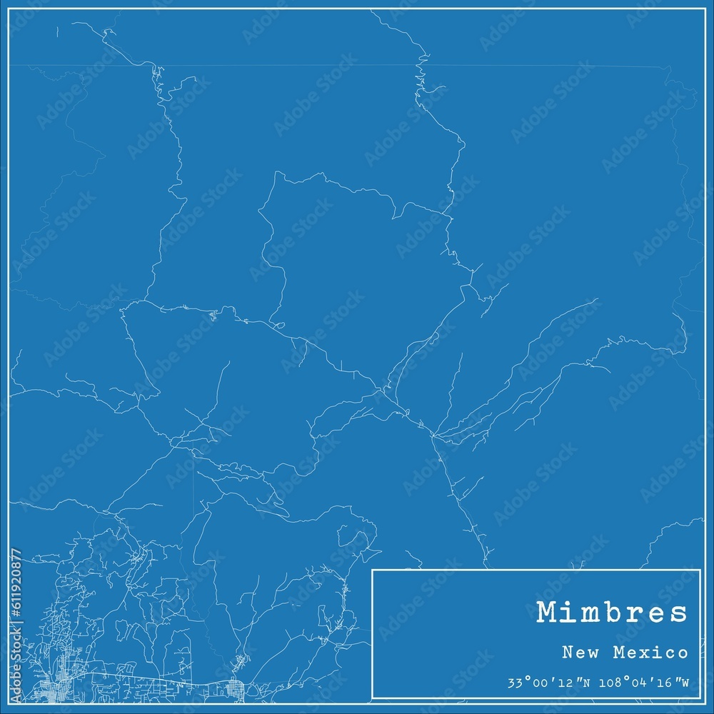 Blueprint US city map of Mimbres, New Mexico. Blueprint US city map of Mimbres, New Mexico.