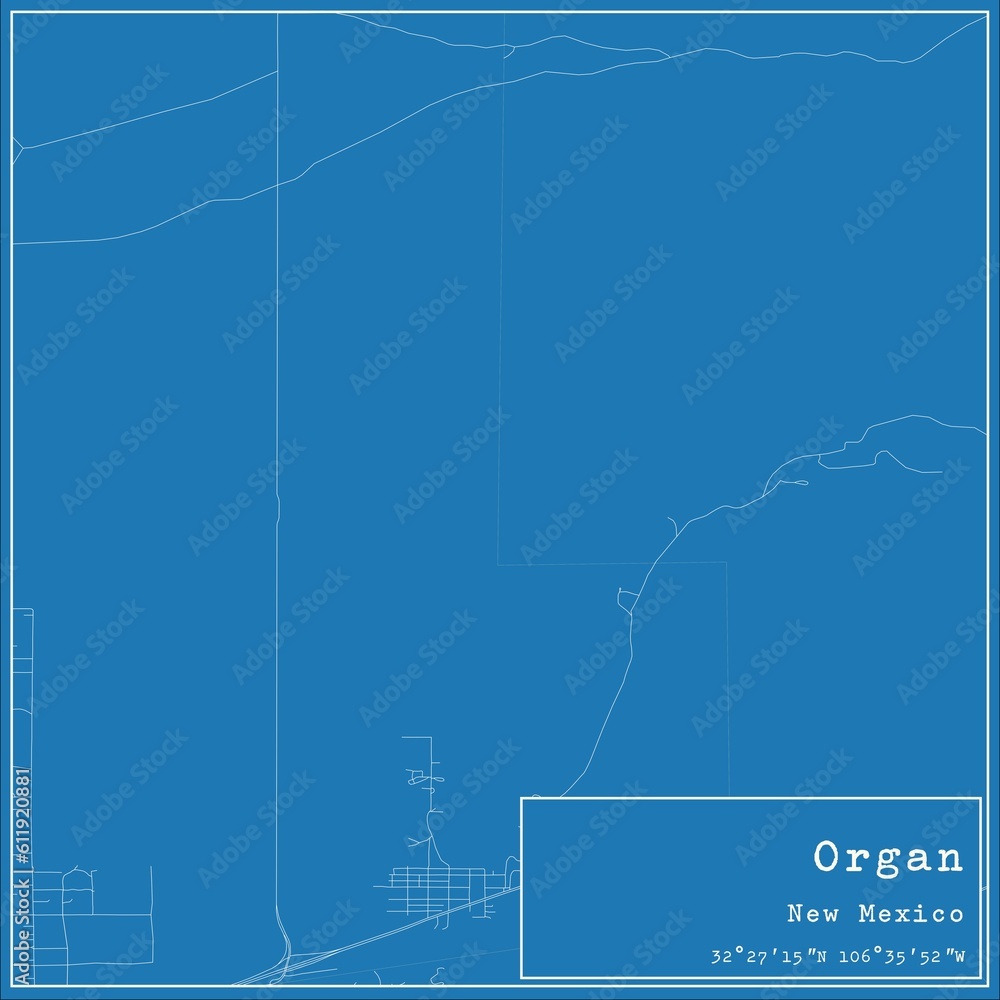 Blueprint US city map of Organ, New Mexico.