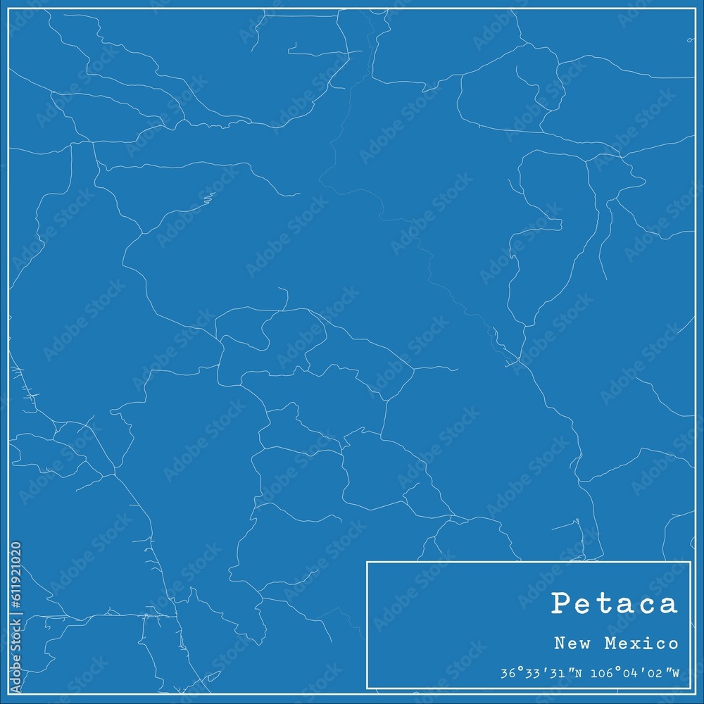 Fototapeta premium Blueprint US city map of Petaca, New Mexico.