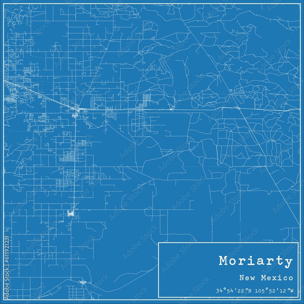 Blueprint US city map of Moriarty, New Mexico.