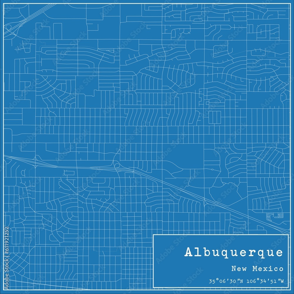 Blueprint US city map of Albuquerque, New Mexico. Blueprint US city map of Albuquerque, New Mexico.