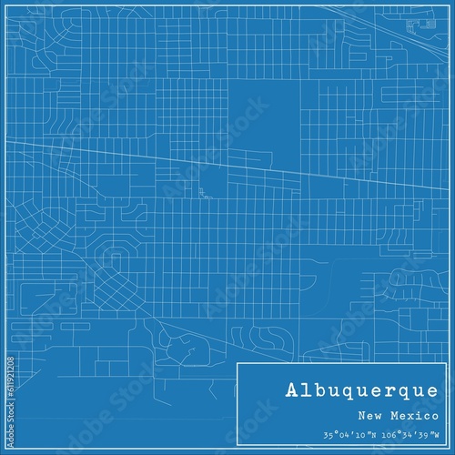 Blueprint US city map of Albuquerque, New Mexico. photo