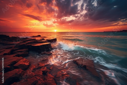 Oceanic Sunset Brilliance - AI Generated © dasom