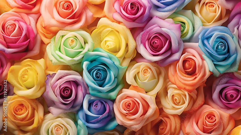 multicolored roses gradient background is unusual. generative ai multicolored roses gradient background is unusual. generative ai
