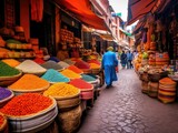 Colorful Marrakech Marketplace - AI Generated