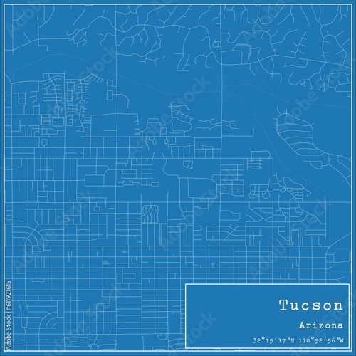 Wallpaper Mural Blueprint US city map of Tucson, Arizona. Torontodigital.ca
