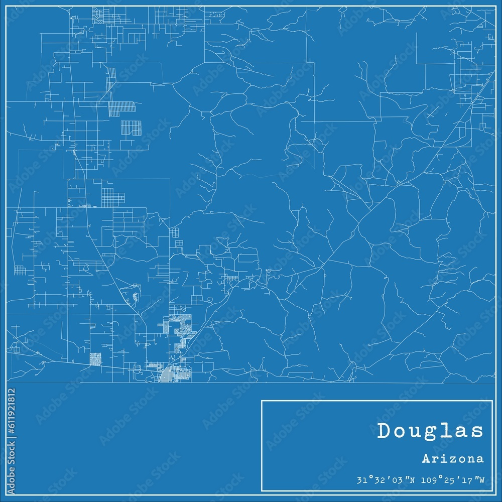 Blueprint US city map of Douglas, Arizona. Blueprint US city map of Douglas, Arizona.