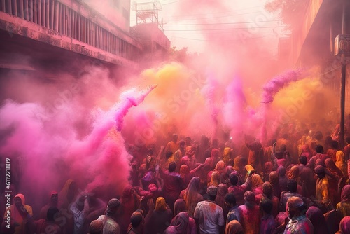 Colorful Holi Celebration - AI Generated