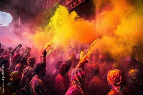 Colorful Holi Celebration - AI Generated