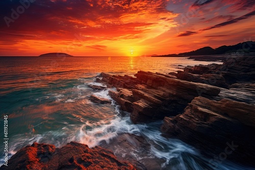 Oceanic Sunset Background - AI Generated