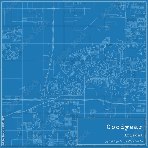 Photos Blueprint US city map of Goodyear, Arizona.