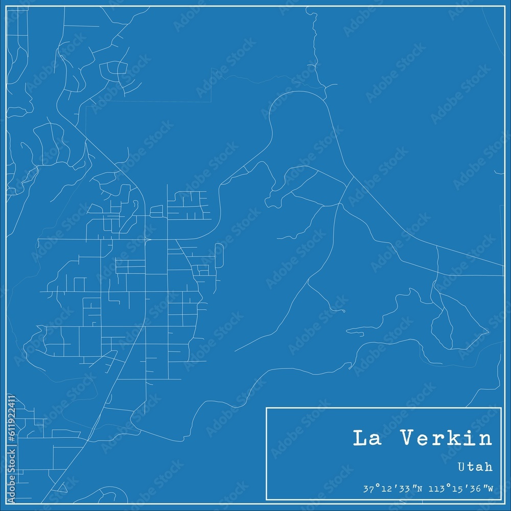 Blueprint US city map of La Verkin, Utah.