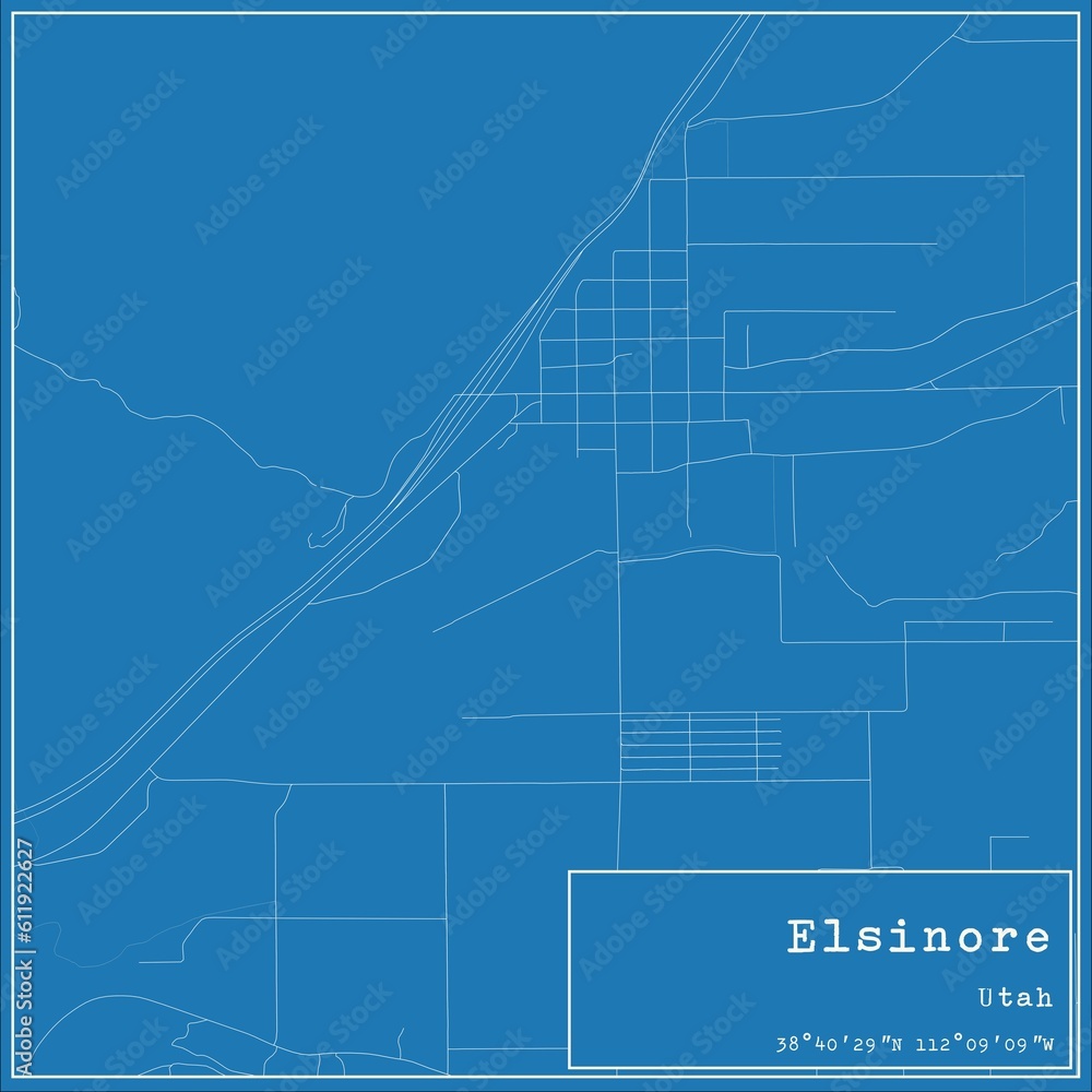 Fototapeta premium Blueprint US city map of Elsinore, Utah.