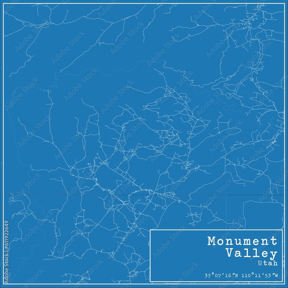 Blueprint US city map of Monument Valley, Utah. Blueprint US city map of Monument Valley, Utah.