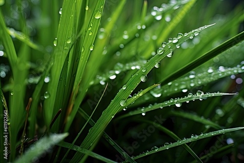 Fresh Dew-Covered Grass Closeup - AI Generated