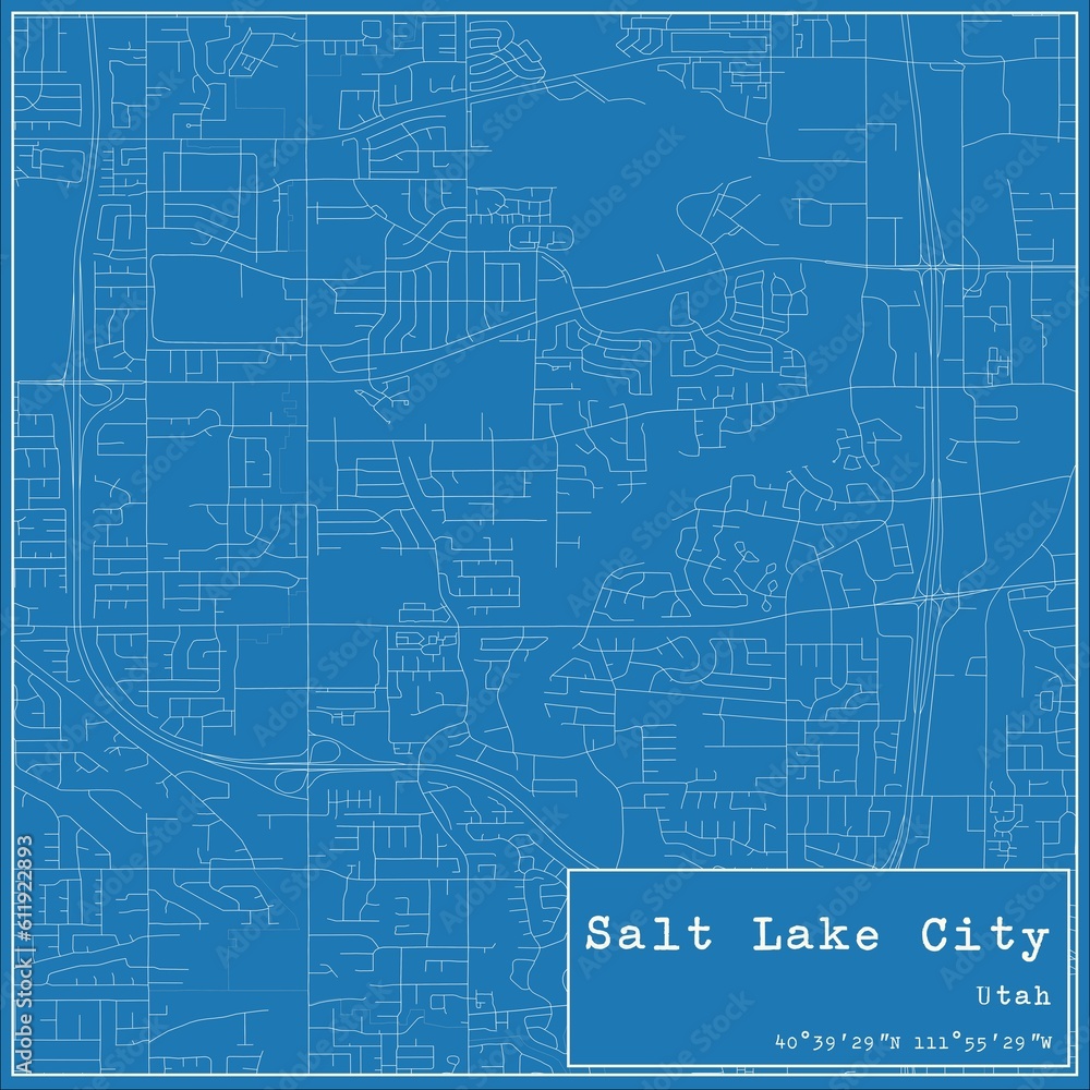 Blueprint US city map of Salt Lake City, Utah. Blueprint US city map of Salt Lake City, Utah.