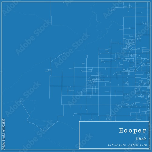 Blueprint US city map of Hooper, Utah.