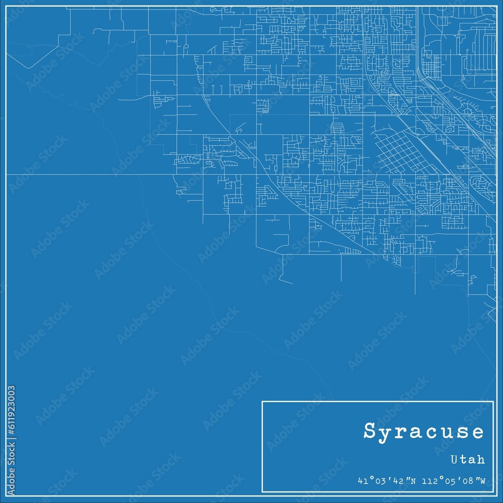Fototapeta premium Blueprint US city map of Syracuse, Utah.