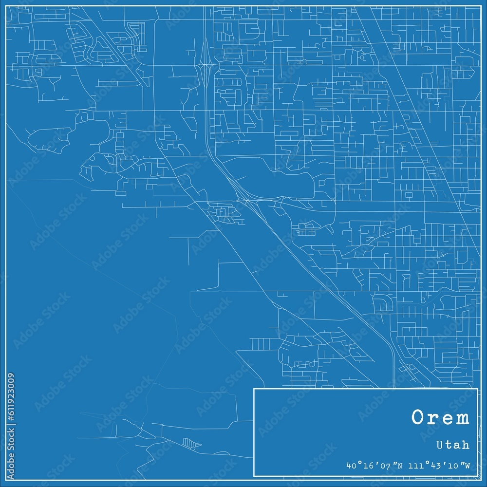Fototapeta premium Blueprint US city map of Orem, Utah.