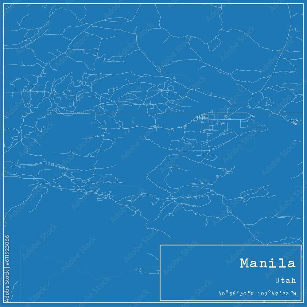 Blueprint US city map of Manila, Utah. Blueprint US city map of Manila, Utah.