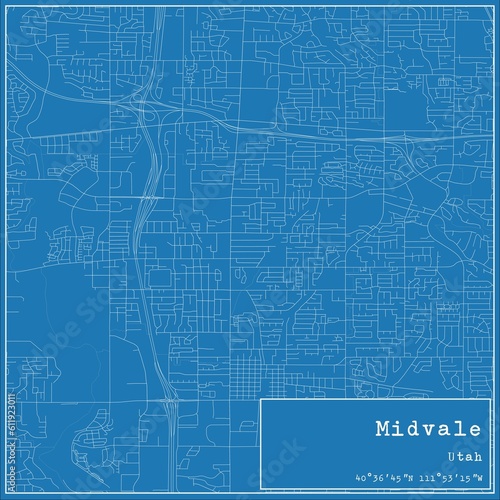 Wallpaper Mural Blueprint US city map of Midvale, Utah. Torontodigital.ca