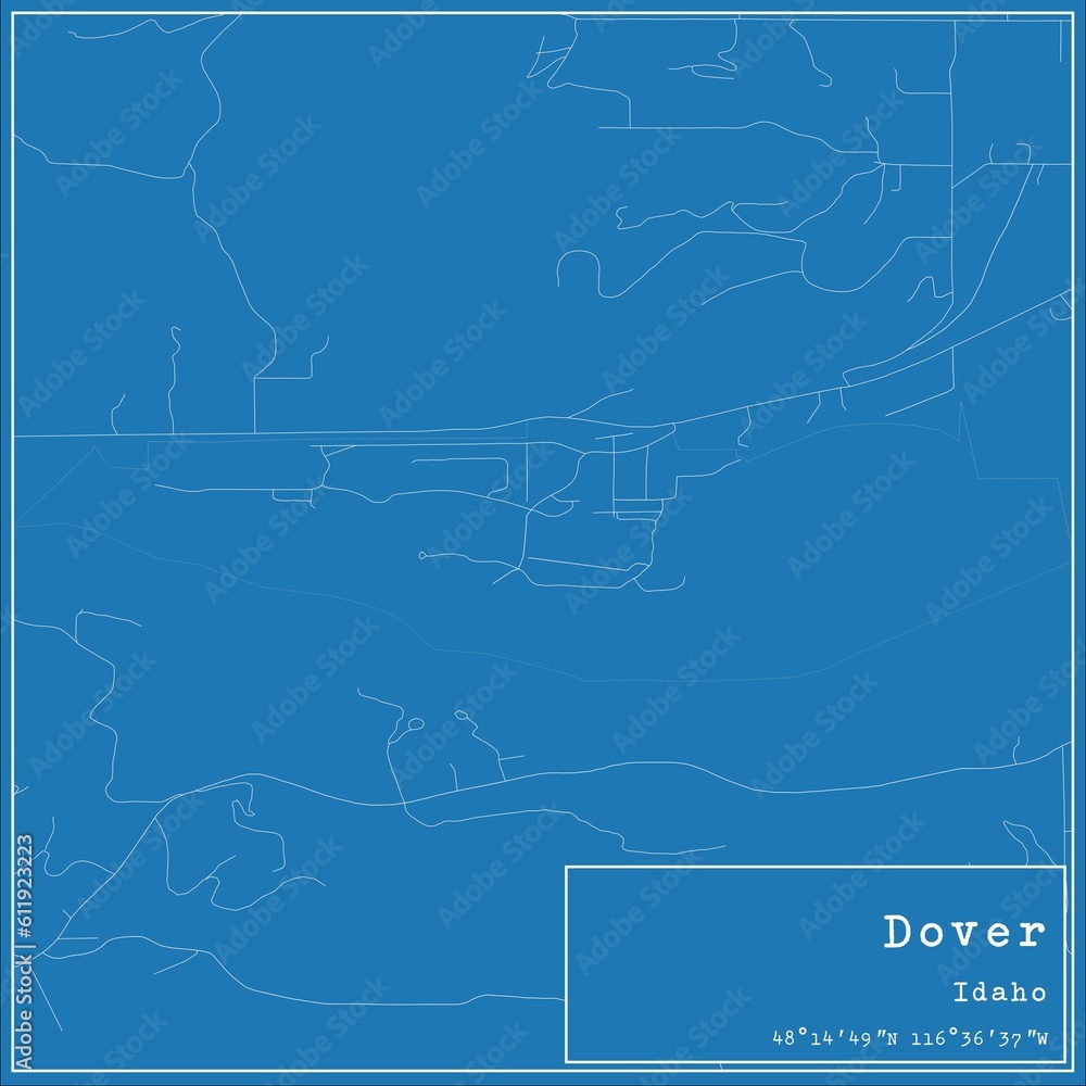 Fototapeta premium Blueprint US city map of Dover, Idaho.