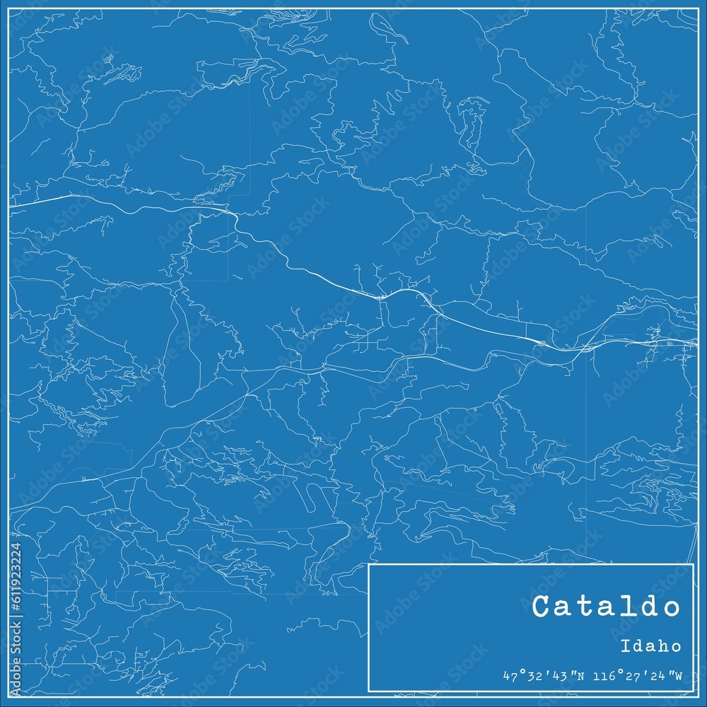 Blueprint US city map of Cataldo, Idaho. Blueprint US city map of Cataldo, Idaho.