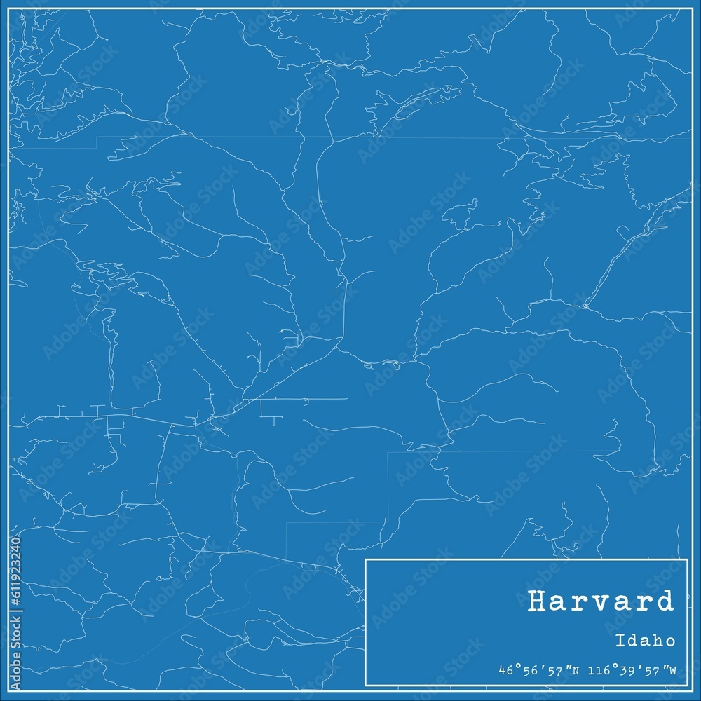 Blueprint US city map of Harvard, Idaho. Blueprint US city map of Harvard, Idaho.