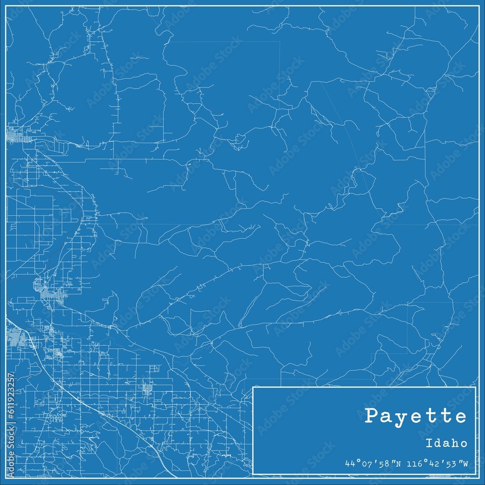 Fototapeta premium Blueprint US city map of Payette, Idaho.