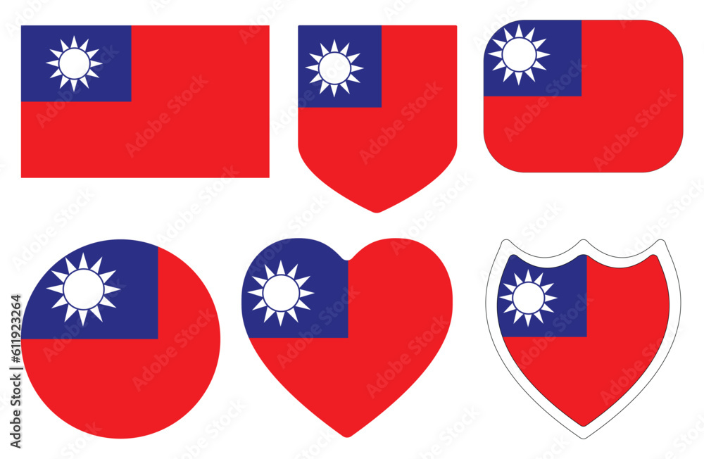 Flag of Taiwan in shape set. Taiwan flag in shape set Flag of Taiwan in shape set. Taiwan flag in shape set