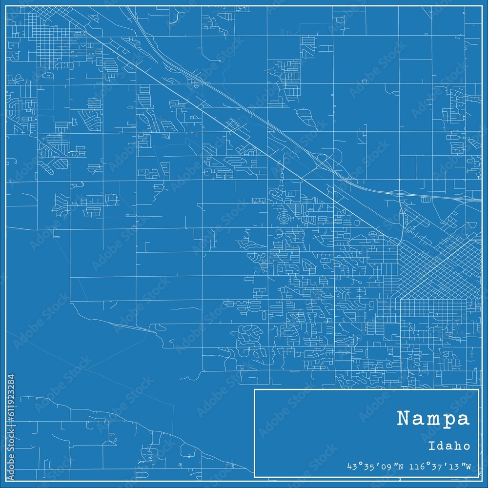 Fototapeta mapa świata dla dzieci Blueprint US city map of Nampa, Idaho ...