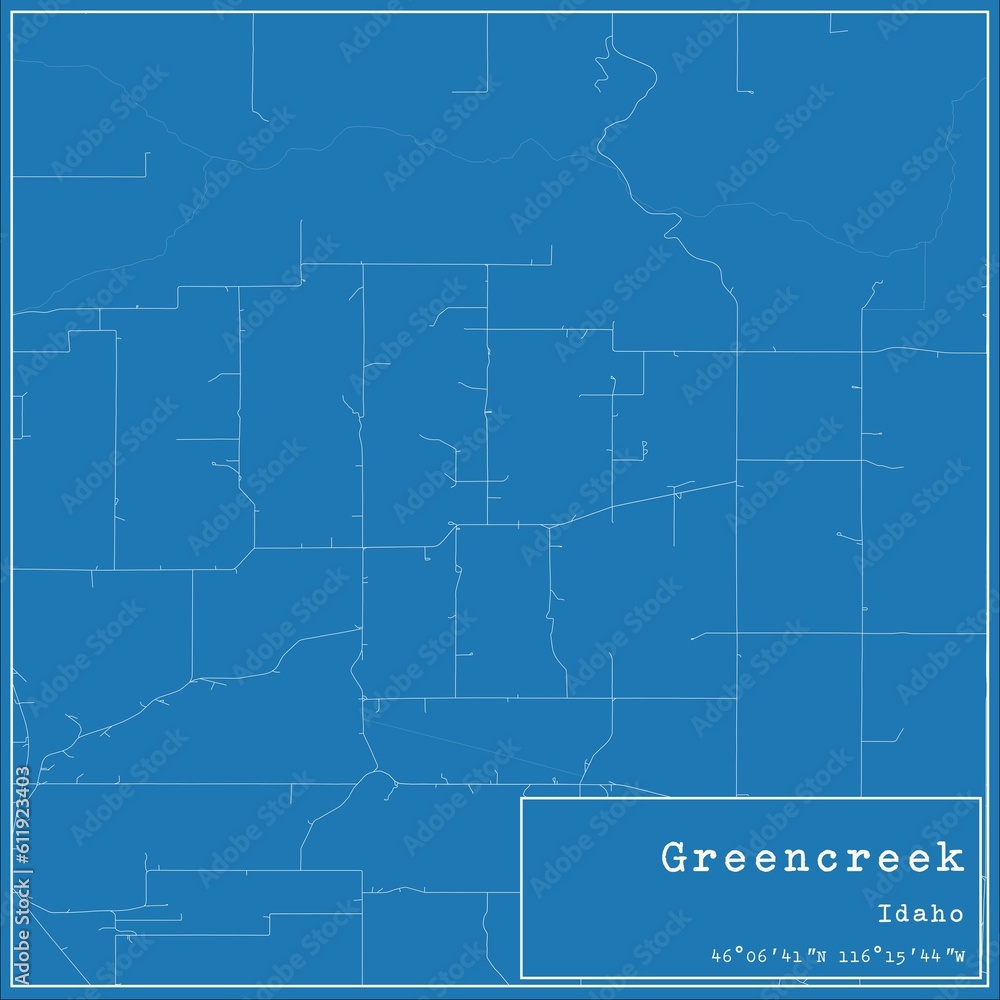 Fototapeta premium Blueprint US city map of Greencreek, Idaho.