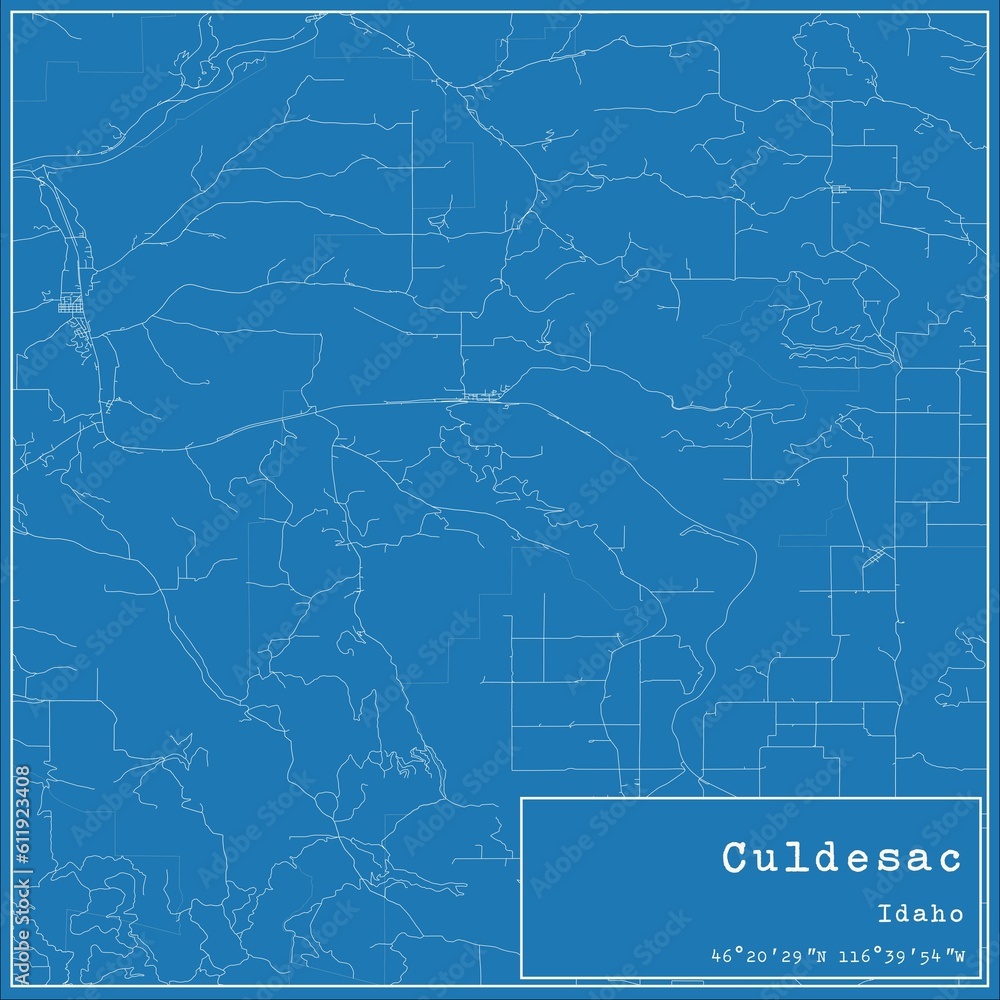 Fototapeta premium Blueprint US city map of Culdesac, Idaho.