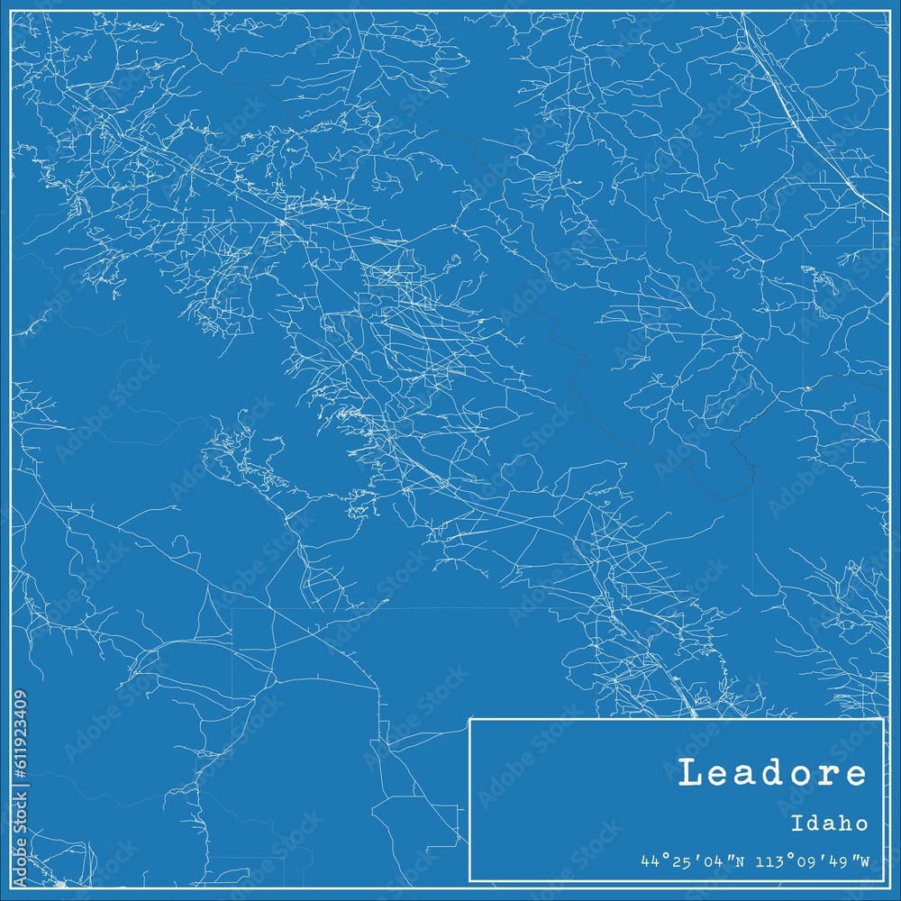 Blueprint US city map of Leadore, Idaho. Blueprint US city map of Leadore, Idaho.