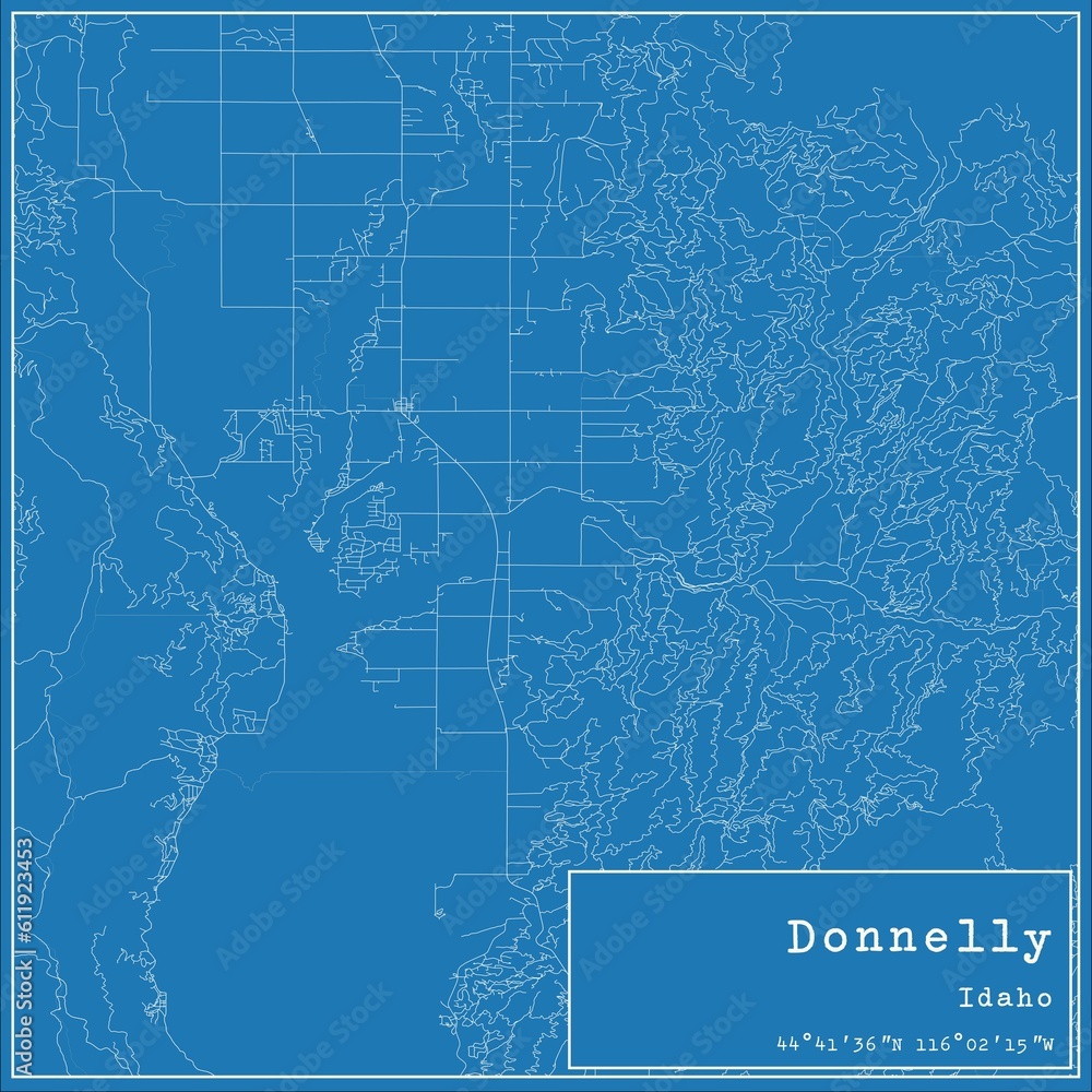 Blueprint US city map of Donnelly, Idaho. Blueprint US city map of Donnelly, Idaho.