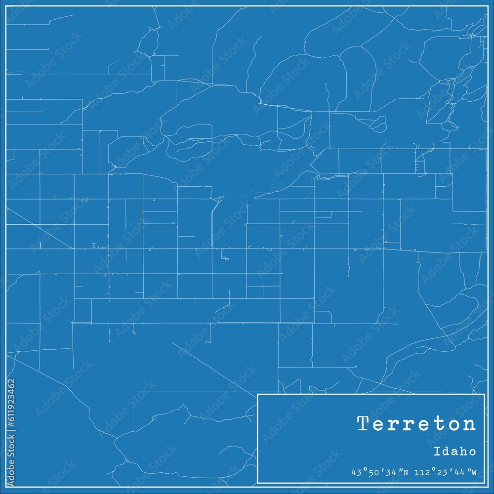Blueprint US city map of Terreton, Idaho. Blueprint US city map of Terreton, Idaho.