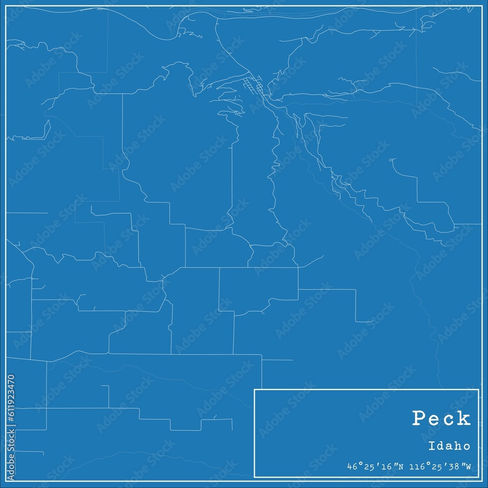 Obraz premium Blueprint US city map of Peck, Idaho.