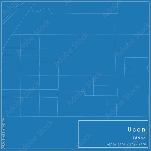 Blueprint US city map of Ucon, Idaho.