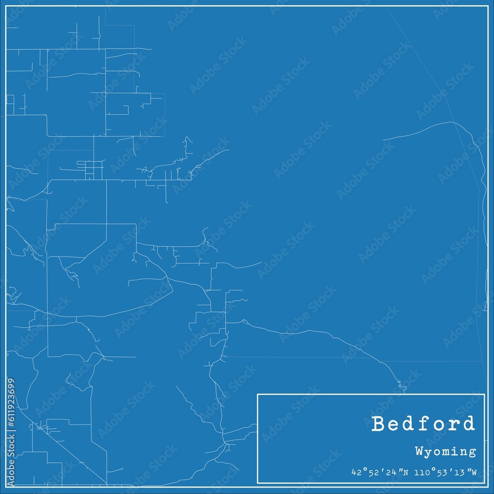 Fototapeta premium Blueprint US city map of Bedford, Wyoming.