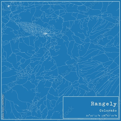 Foto Blueprint US city map of Rangely, Colorado.