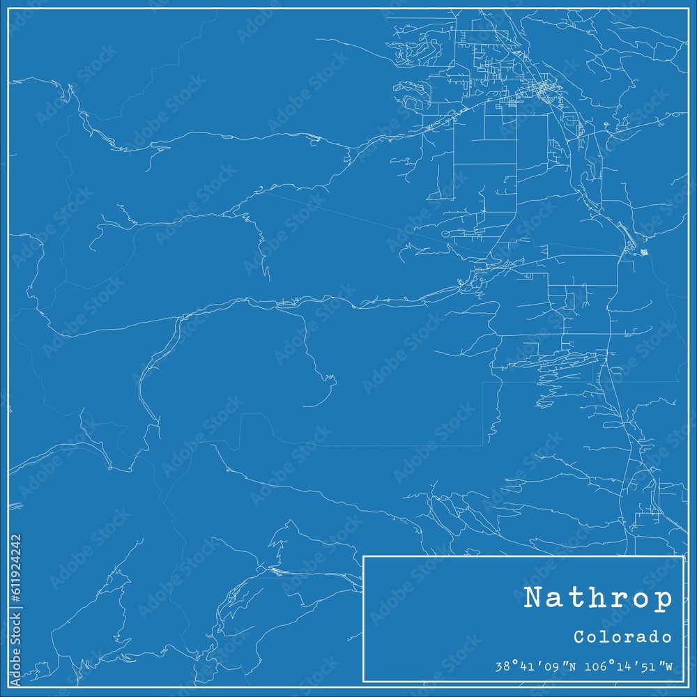 Obraz premium Blueprint US city map of Nathrop, Colorado.