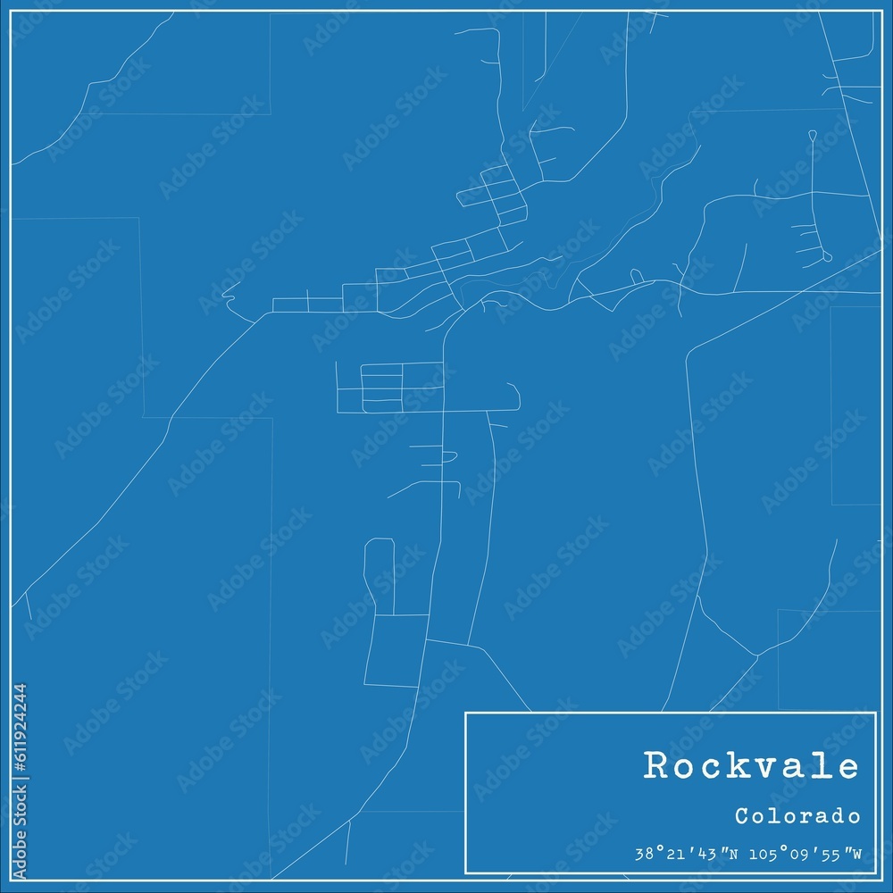 Fototapeta premium Blueprint US city map of Rockvale, Colorado.
